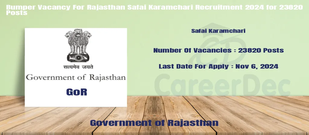Bumper Vacancy For Rajasthan Safai Karamchari Recruitment 2024 for 23820 Posts logo