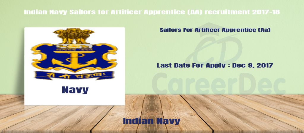 Indian Navy Sailors for Artificer Apprentice (AA) recruitment 2017-18 logo