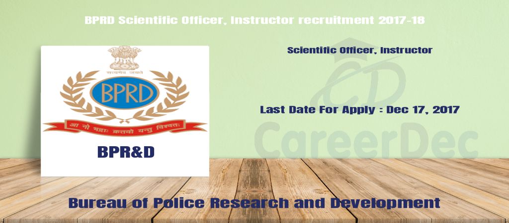 BPRD Scientific Officer, Instructor recruitment 2017-18 logo