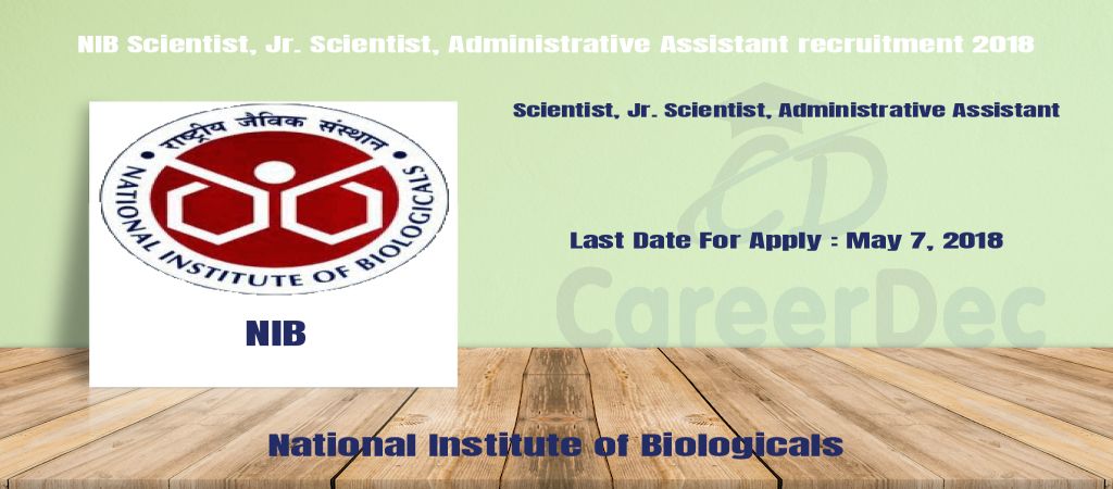 NIB Scientist, Jr. Scientist, Administrative Assistant recruitment 2018 logo