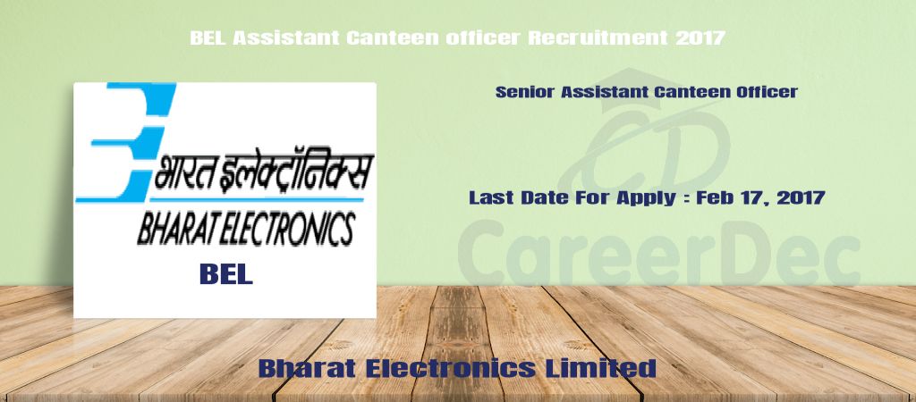 BEL Assistant Canteen officer Recruitment 2017 logo