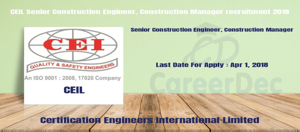 CEIL Senior Construction Engineer, Construction Manager recruitment 2018 logo