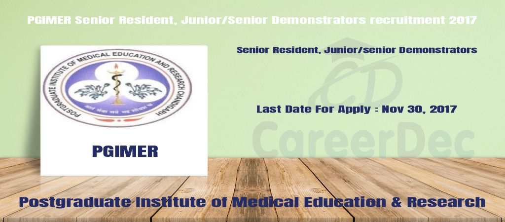 PGIMER Senior Resident, Junior/Senior Demonstrators recruitment 2017 logo