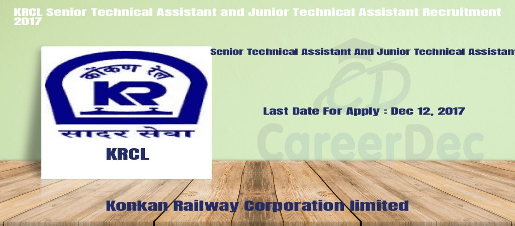 KRCL Senior Technical Assistant and Junior Technical Assistant Recruitment 2017 logo