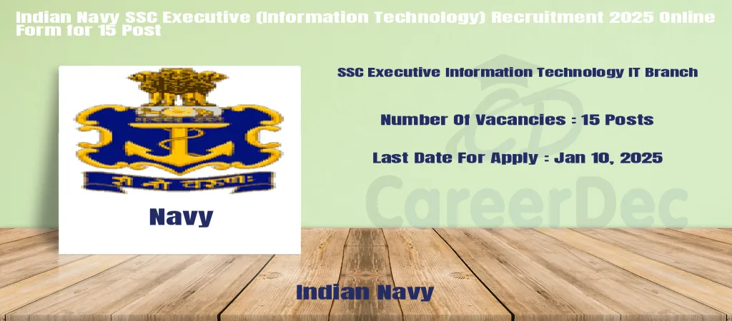 Indian Navy SSC Executive (Information Technology) Recruitment 2025 Online Form for 15 Post logo