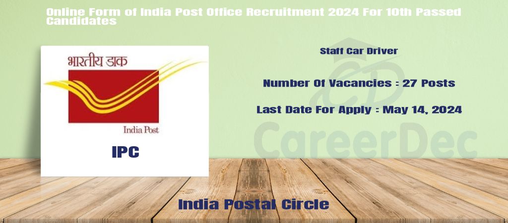 Online Form of India Post Office Recruitment 2024 For 10th Passed Candidates logo