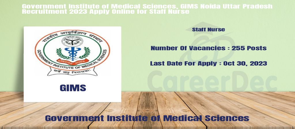Government Institute of Medical Sciences, GIMS Noida Uttar Pradesh Recruitment 2023 Apply Online for Staff Nurse logo