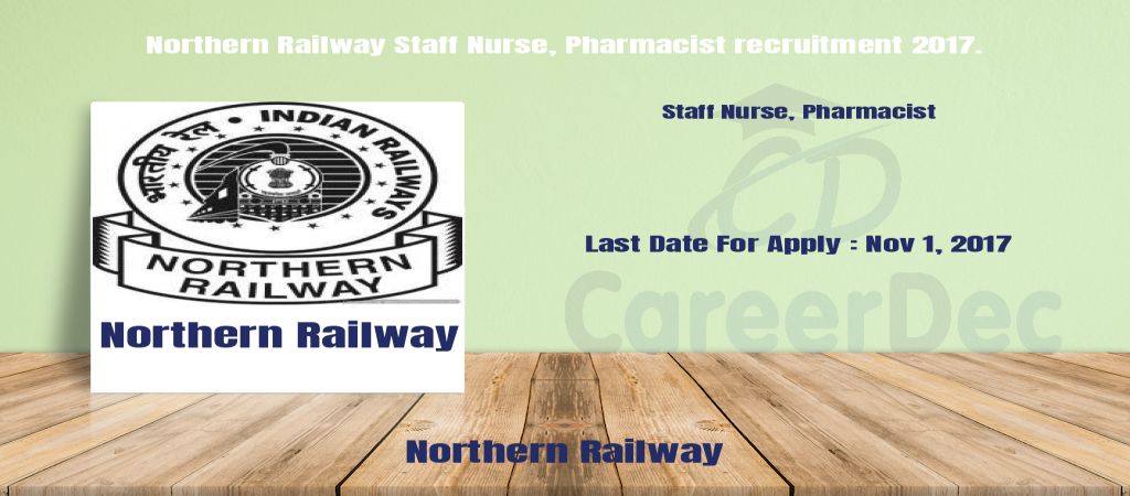 Northern Railway Staff Nurse, Pharmacist recruitment 2017. logo