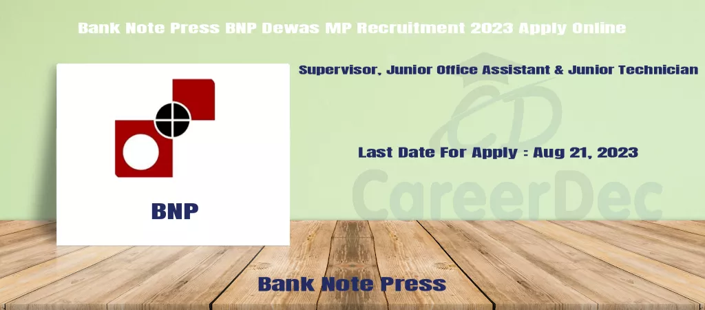 Bank Note Press BNP Dewas MP Recruitment 2023 Apply Online logo