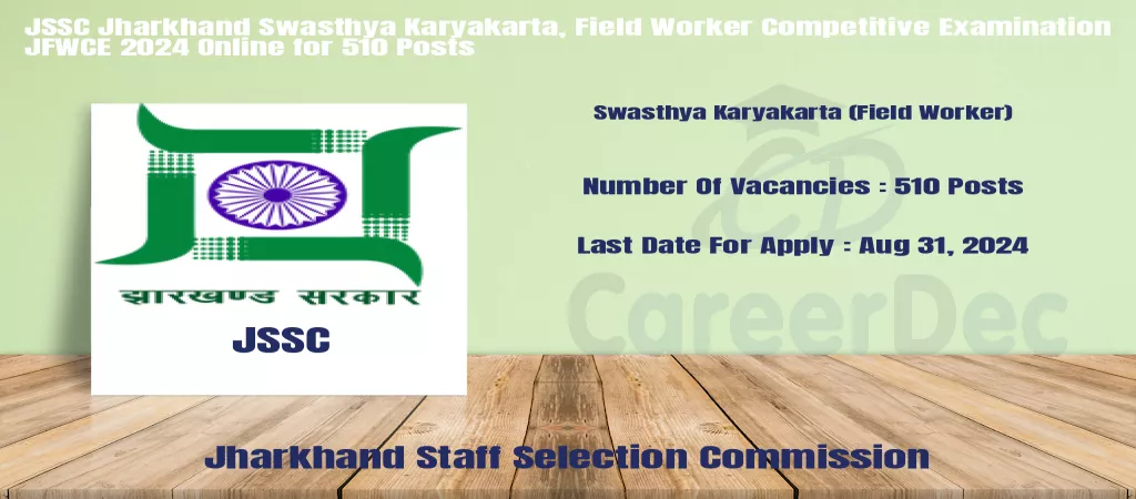 JSSC Jharkhand Swasthya Karyakarta, Field Worker Competitive Examination JFWCE 2024 Online for 510 Posts logo