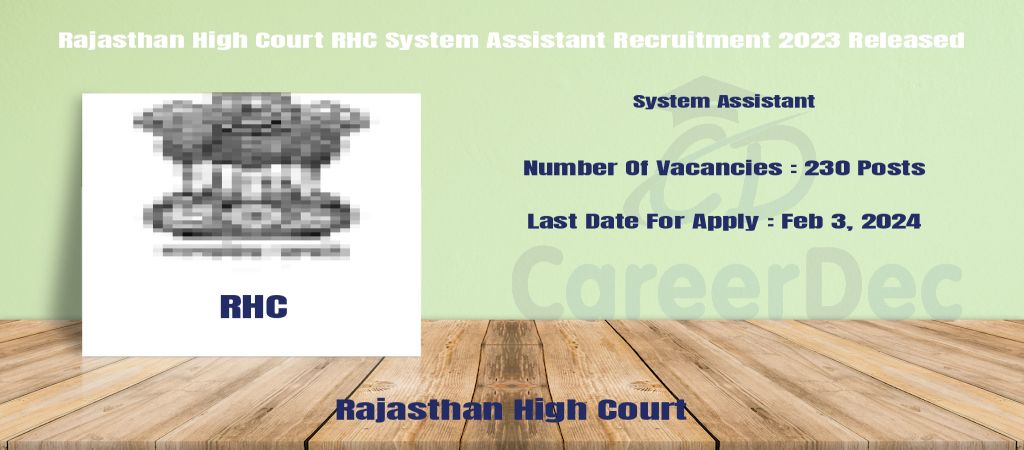 Rajasthan High Court RHC System Assistant Recruitment 2023 Released logo