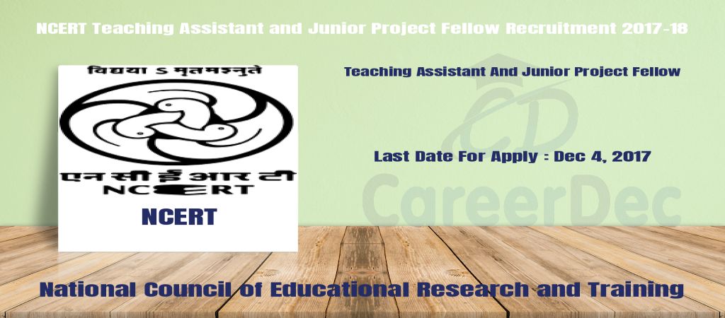 NCERT Teaching Assistant and Junior Project Fellow Recruitment 2017-18 logo