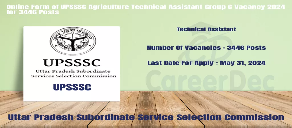 Online Form of UPSSSC Agriculture Technical Assistant Group C Vacancy 2024 for 3446 Posts logo