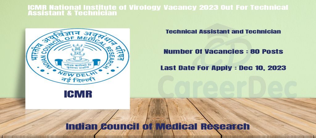 ICMR National Institute of Virology Vacancy 2023 Out For Technical Assistant & Technician logo
