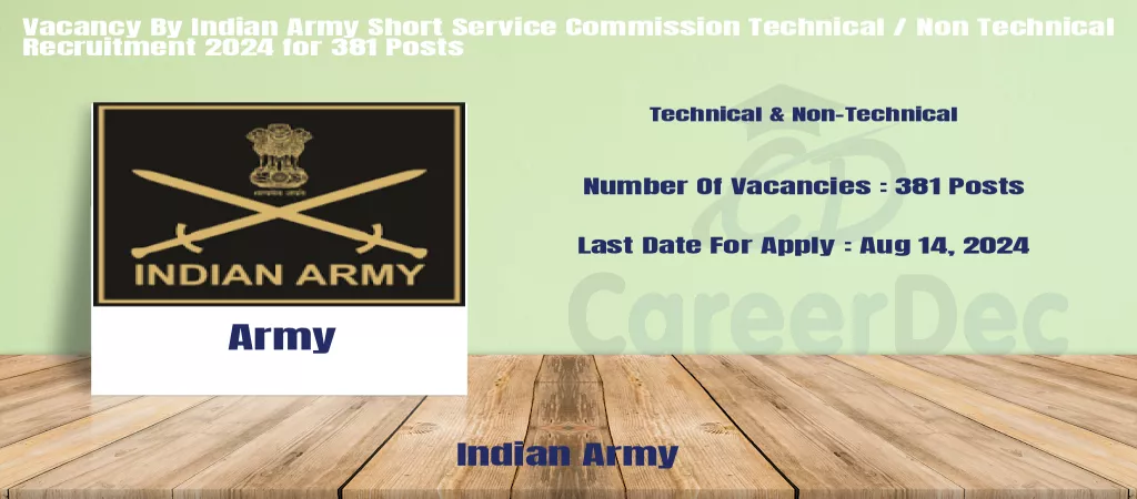 Vacancy By Indian Army Short Service Commission Technical / Non Technical Recruitment 2024 for 381 Posts logo