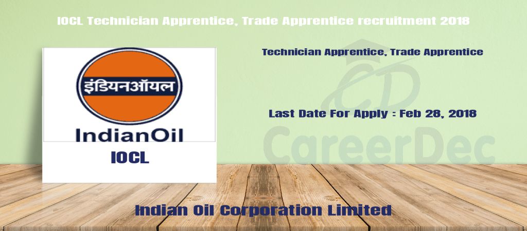 IOCL Technician Apprentice, Trade Apprentice recruitment 2018 logo