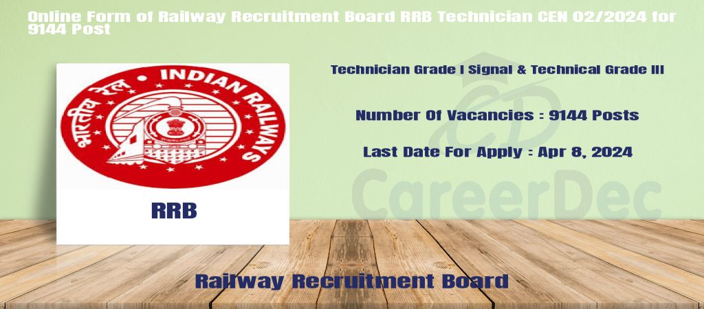 Online Form of Railway Recruitment Board RRB Technician CEN 02/2024 for 9144 Post logo