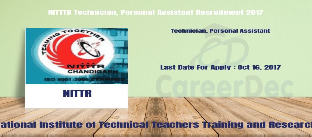 NITTTR Technician, Personal Assistant Recruitment 2017 logo