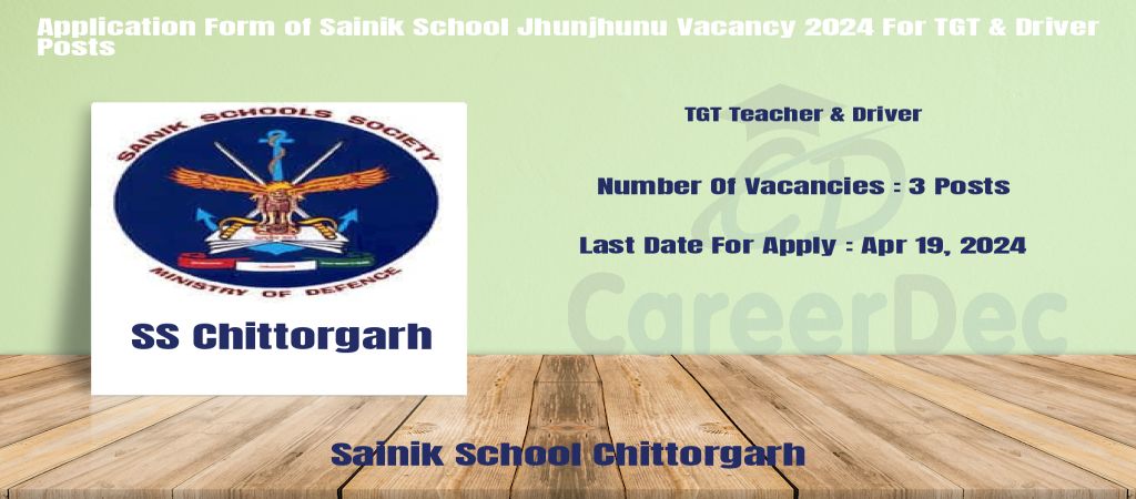Application Form of Sainik School Jhunjhunu Vacancy 2024 For TGT & Driver Posts logo