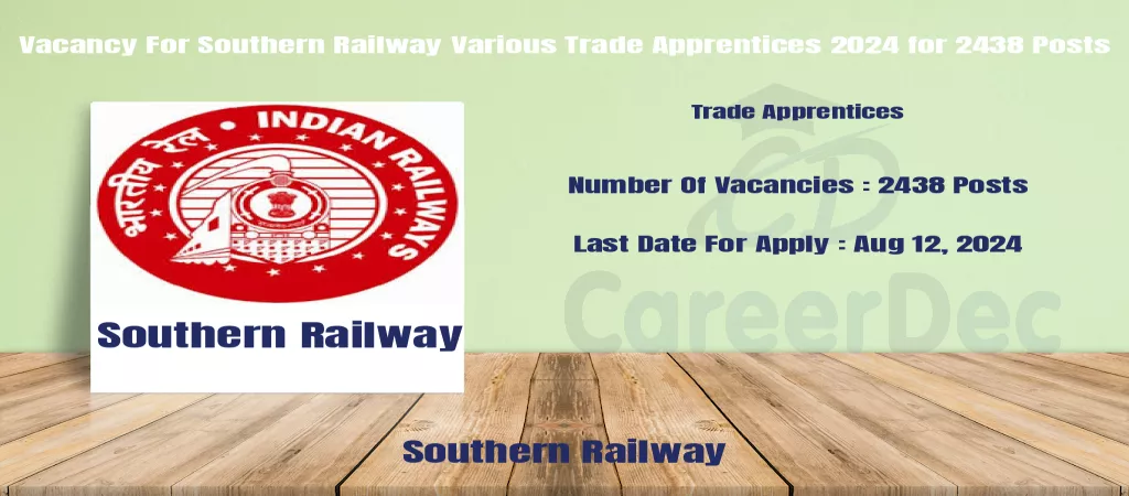 Vacancy For Southern Railway Various Trade Apprentices 2024 for 2438 Posts logo