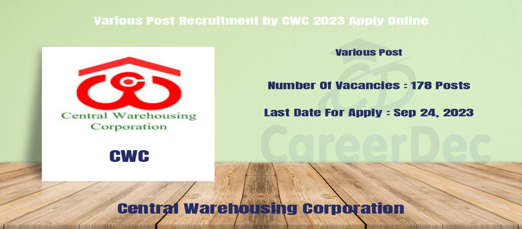 Various Post Recruitment by CWC 2023 Apply Online logo