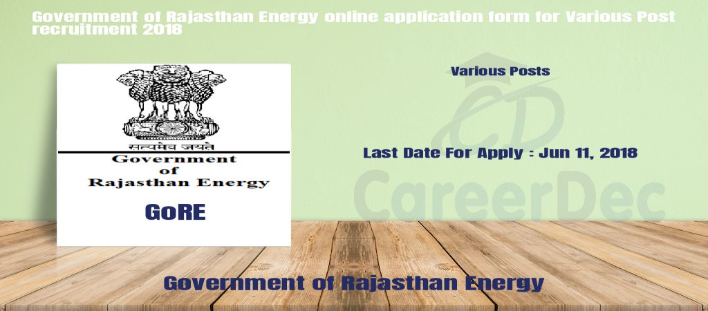 Government of Rajasthan Energy online application form for Various Post recruitment 2018 logo