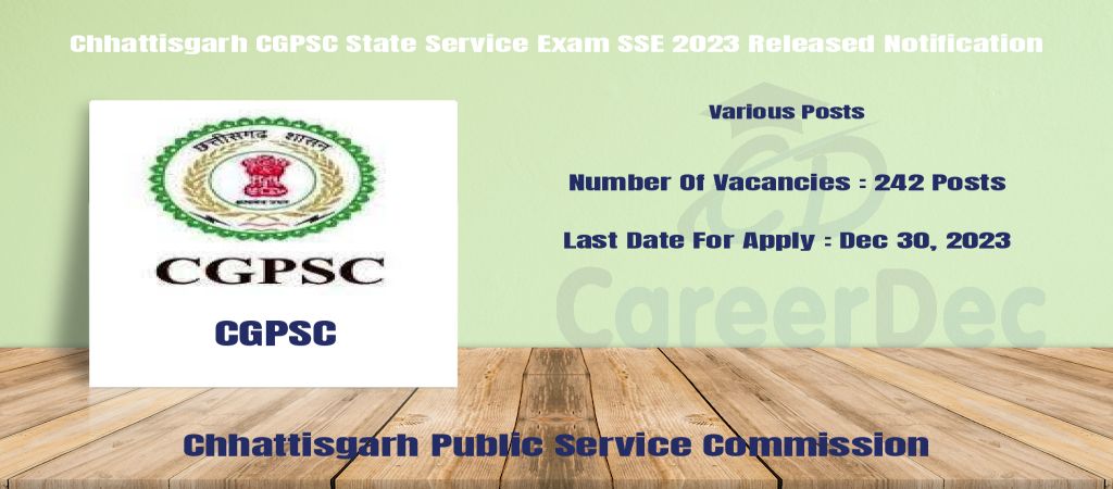 Chhattisgarh CGPSC State Service Exam SSE 2023 Released Notification logo