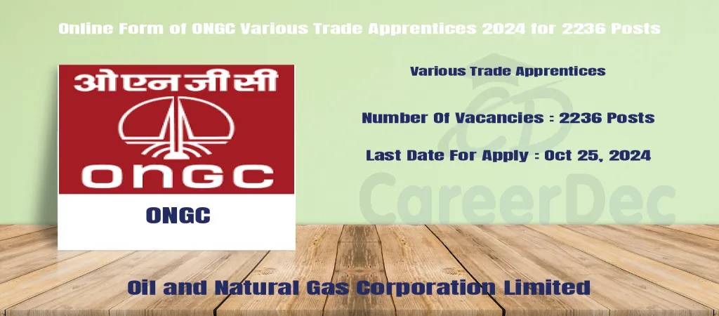 Online Form of ONGC Various Trade Apprentices 2024 for 2236 Posts logo