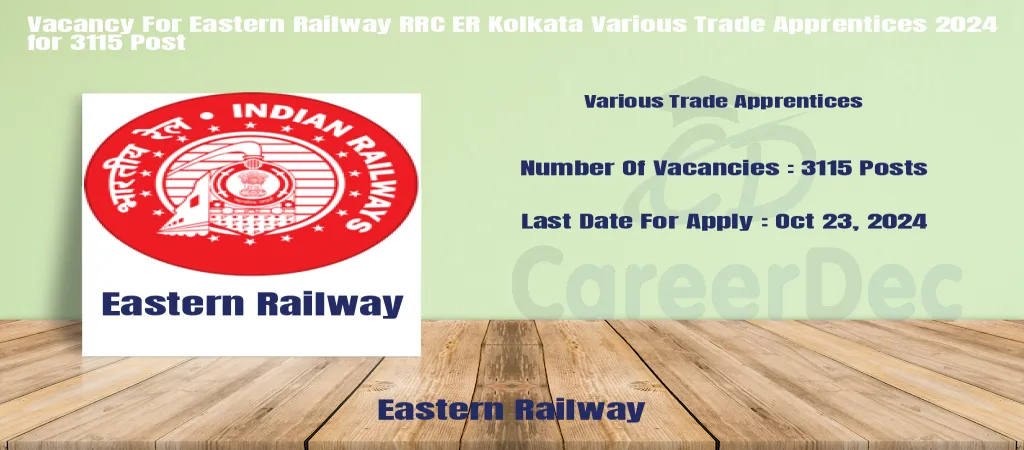 Vacancy For Eastern Railway RRC ER Kolkata Various Trade Apprentices 2024 for 3115 Post logo