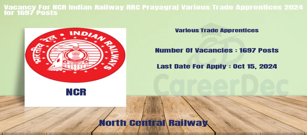 Vacancy For NCR Indian Railway RRC Prayagraj Various Trade Apprentices 2024 for 1697 Posts logo