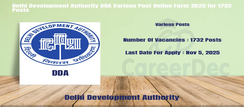 Delhi Development Authority DDA Various Post Online Form 2025 for 1732 Posts logo