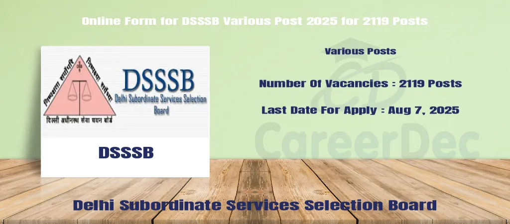 Online Form for DSSSB Various Post 2025 for 2119 Posts logo