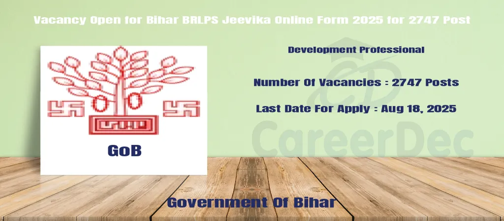 Vacancy Open for Bihar BRLPS Jeevika Online Form 2025 for 2747 Post logo