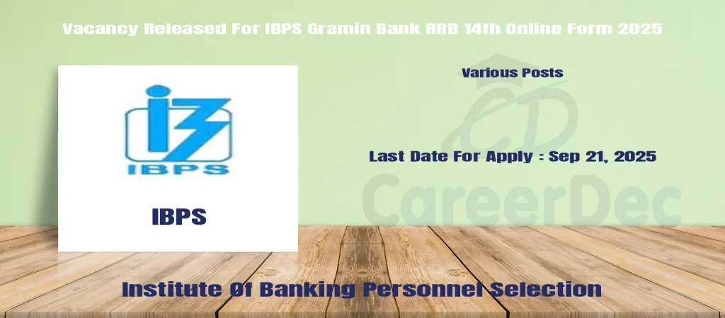 Vacancy Released For IBPS Gramin Bank RRB 14th Online Form 2025 for 12916 Posts logo