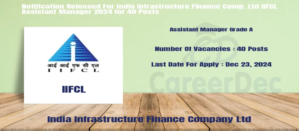 Notification Released For India Infrastructure Finance Comp. Ltd IIFCL Assistant Manager 2024 for 40 Posts logo