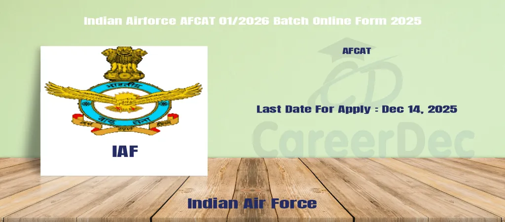 Indian Airforce AFCAT 01/2026 Batch Online Form 2025 Banner