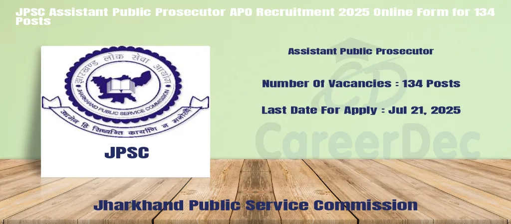 JPSC Assistant Public Prosecutor APO Recruitment 2025 Online Form for 134 Posts logo