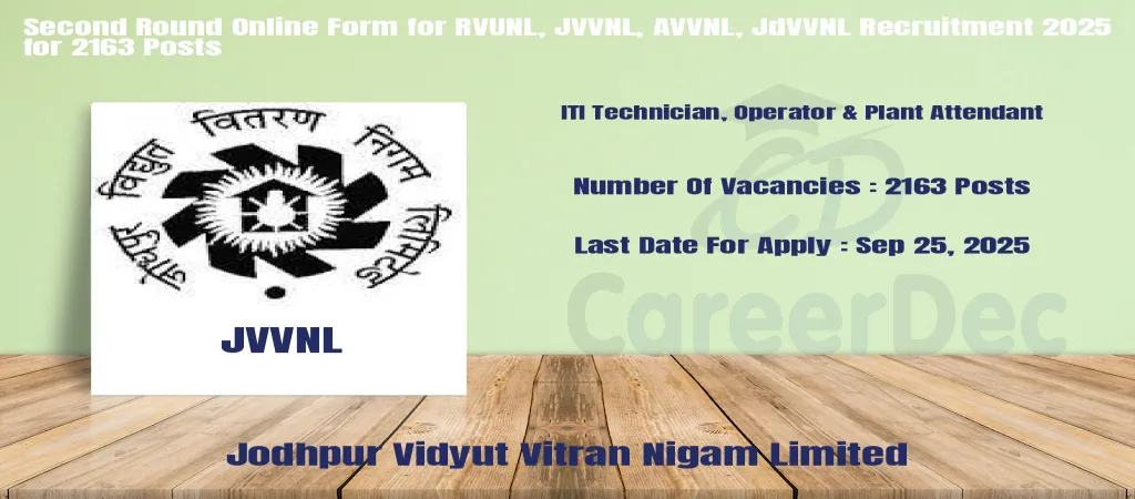 Second Round Online Form for RVUNL, JVVNL, AVVNL, JdVVNL Recruitment 2025 for 2163 Posts logo