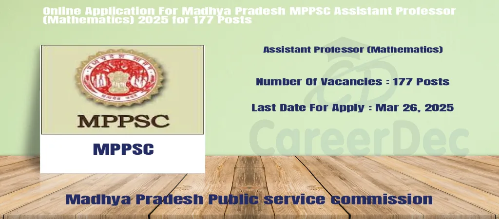 Online Application For Madhya Pradesh MPPSC Assistant Professor (Mathematics) 2025 for 177 Posts logo