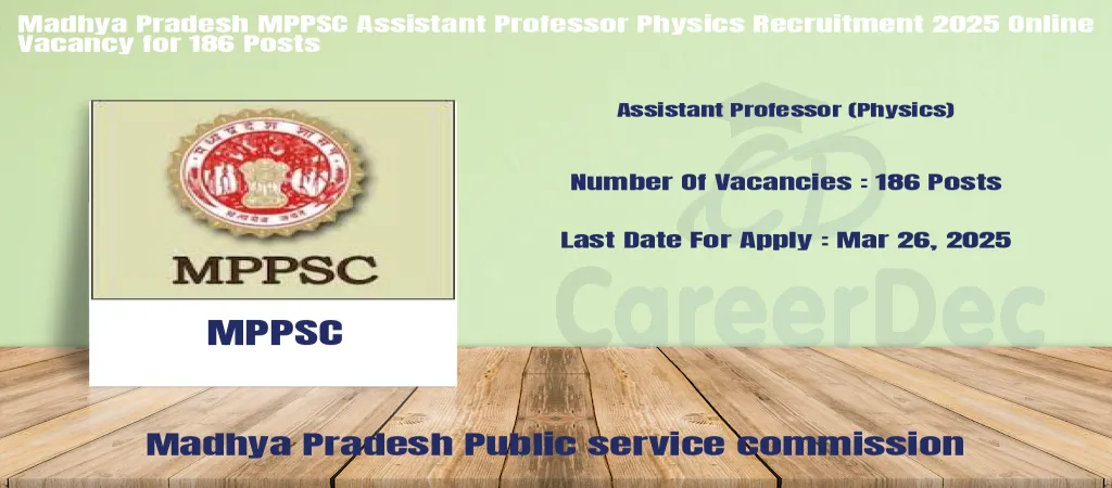 Madhya Pradesh MPPSC Assistant Professor Physics Recruitment 2025 Online Vacancy for 186 Posts logo