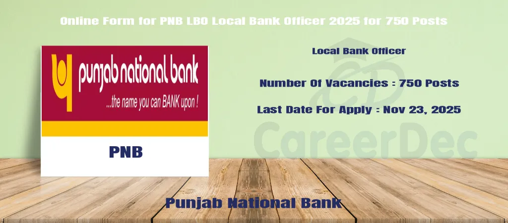 Online Form for PNB LBO Local Bank Officer 2025 for 750 Posts logo