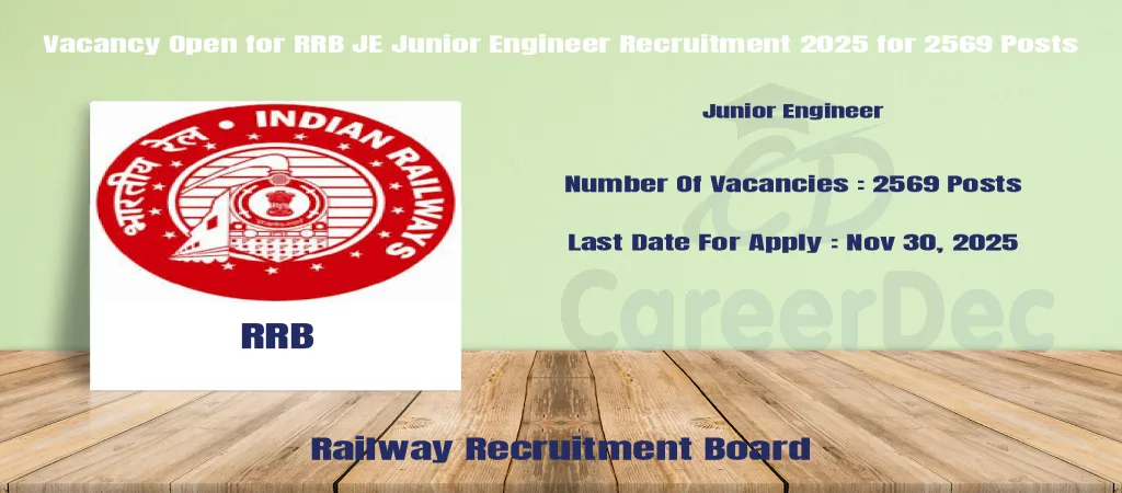 Vacancy Open for RRB JE Junior Engineer Recruitment 2025 for 2569 Posts logo