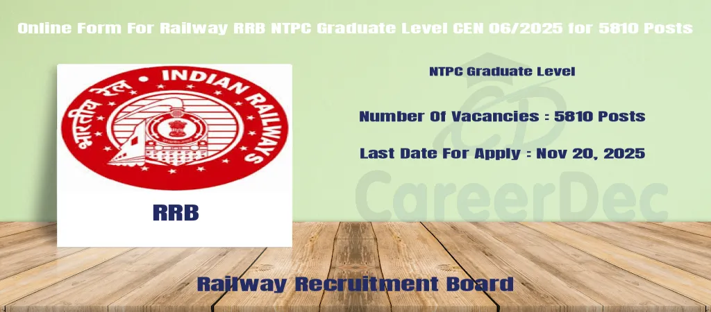 Online Form For Railway RRB NTPC Graduate Level CEN 06/2025 for 5810 Posts logo