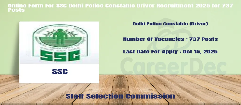 Online Form For SSC Delhi Police Constable Driver Recruitment 2025 for 737 Posts logo