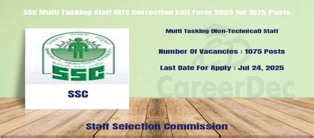 SSC Multi Tasking Staff MTS Correction Edit Form 2025 for 1075 Posts logo