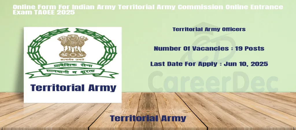 Online Form For Indian Army Territorial Army Commission Online Entrance Exam TAOEE 2025 logo