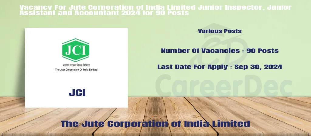 Vacancy For Jute Corporation of India Limited Junior Inspector, Junior Assistant and Accountant 2024 for 90 Posts logo