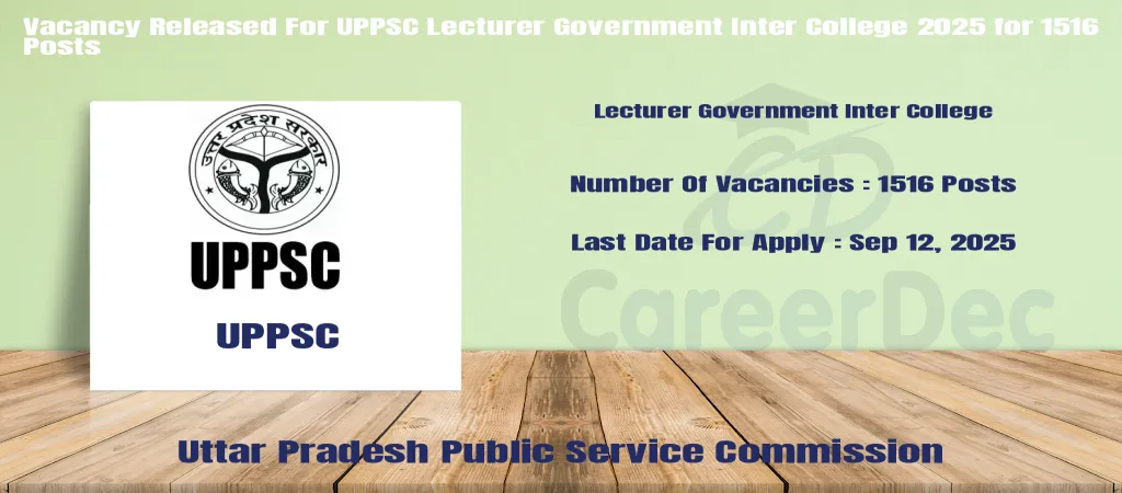 Vacancy Released For UPPSC Lecturer Government Inter College 2025 for 1516 Posts logo