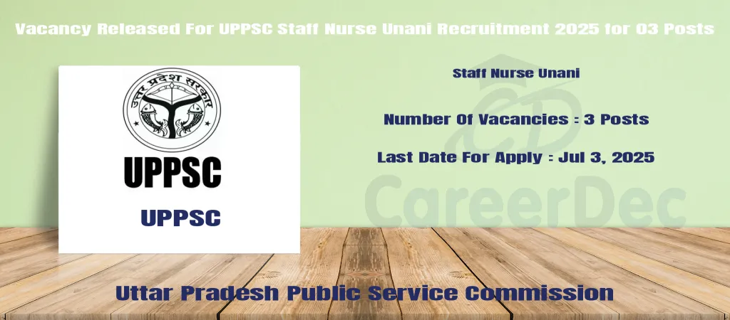 Vacancy Released For UPPSC Staff Nurse Unani Recruitment 2025 for 03 Posts logo