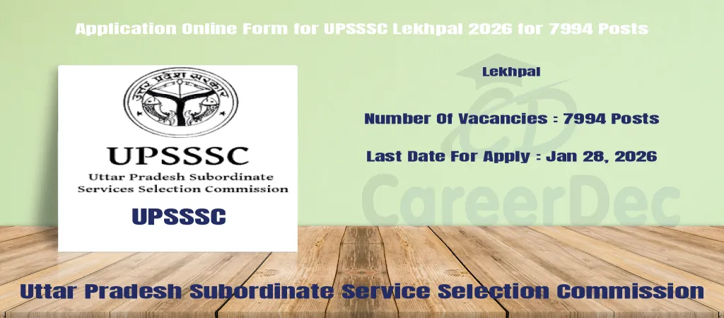 Application Online Form for UPSSSC Lekhpal 2026 for 7994 Posts logo